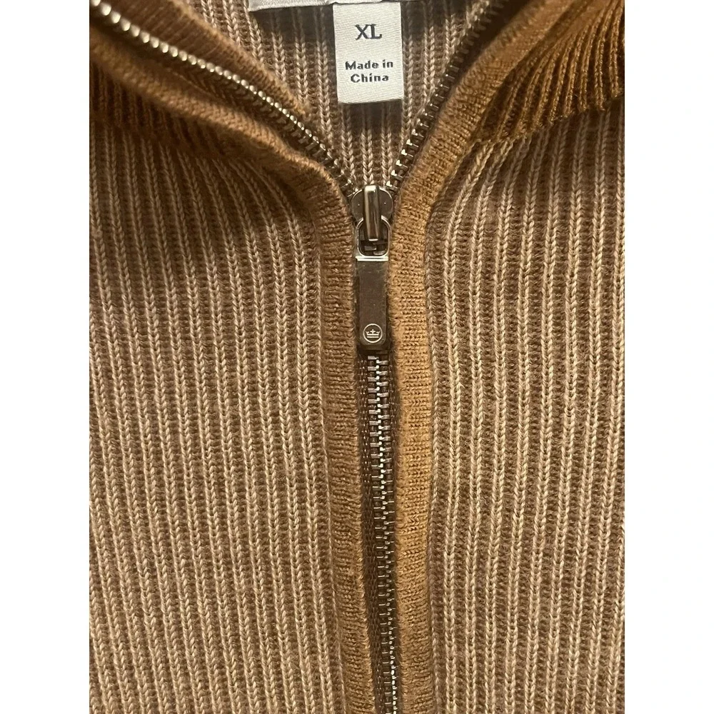 Peter Millar Men's XL 1/4 Zip Sweater 100% Merino Wool Camel Tan MF22S07